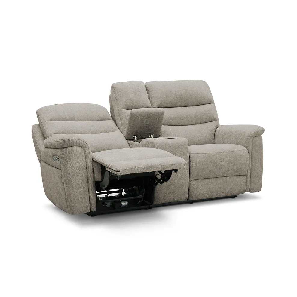 JARROD 2 Seater Electric Recliner Sofa with Console Hopsack Linen Fabric - Image 10