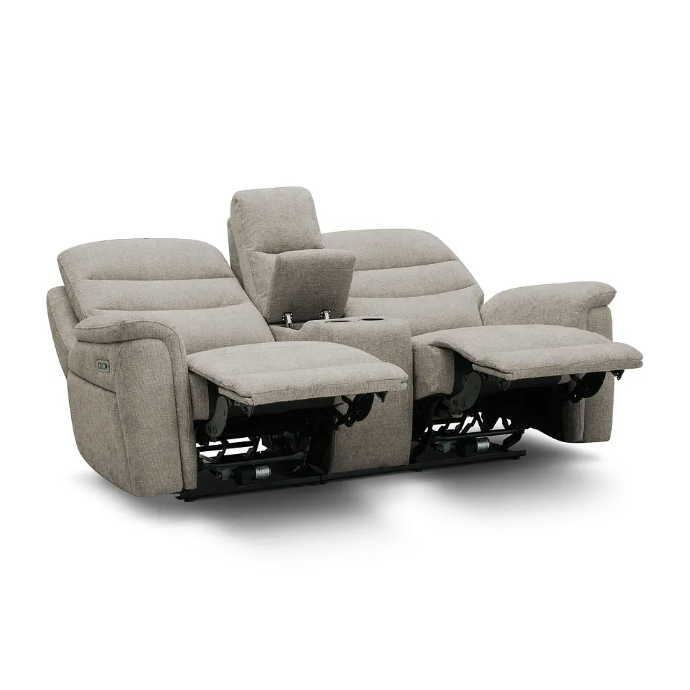 JARROD 2 Seater Electric Recliner Sofa with Console Hopsack Linen Fabric - Image 11