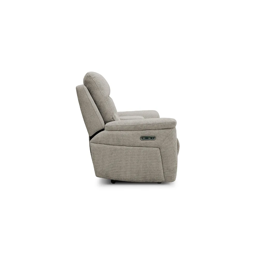 JARROD 2 Seater Electric Recliner Sofa with Console Hopsack Linen Fabric - Image 13