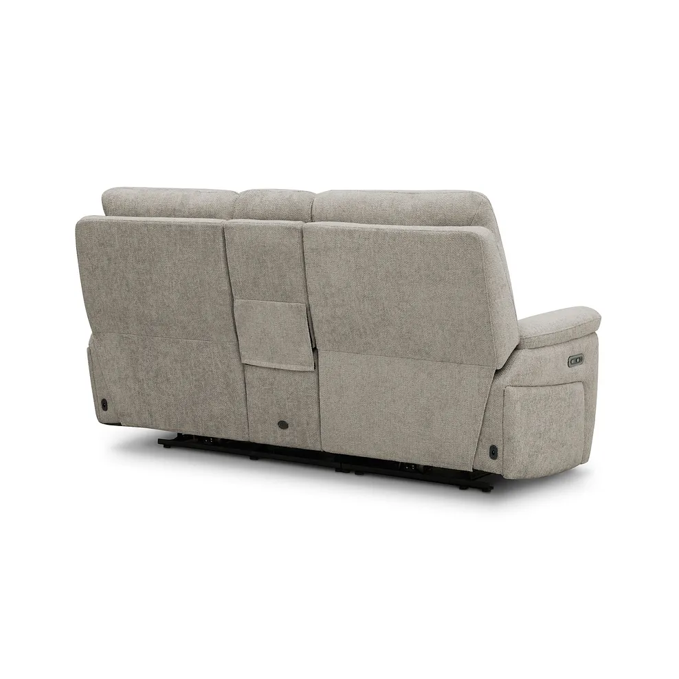 JARROD 2 Seater Electric Recliner Sofa with Console Hopsack Linen Fabric - Image 15