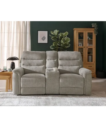 JARROD 2 Seater Electric Recliner Sofa with Console Hopsack Linen Fabric