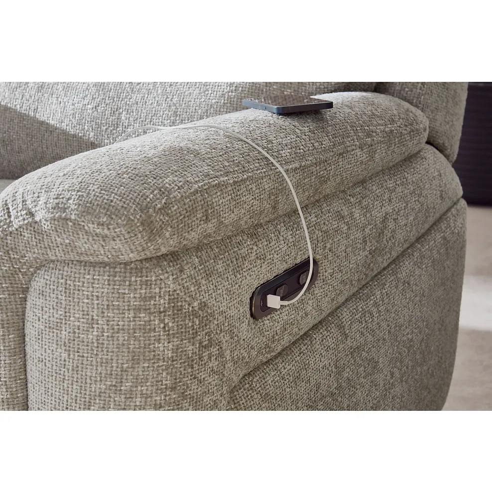JARROD 2 Seater Electric Recliner Sofa with Console Hopsack Linen Fabric - Image 5