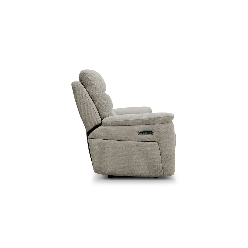 JARROD 3 Seater Recliner Sofa with Power Headrest & Lumbar Support Hopsack Linen Fabric - Image 8