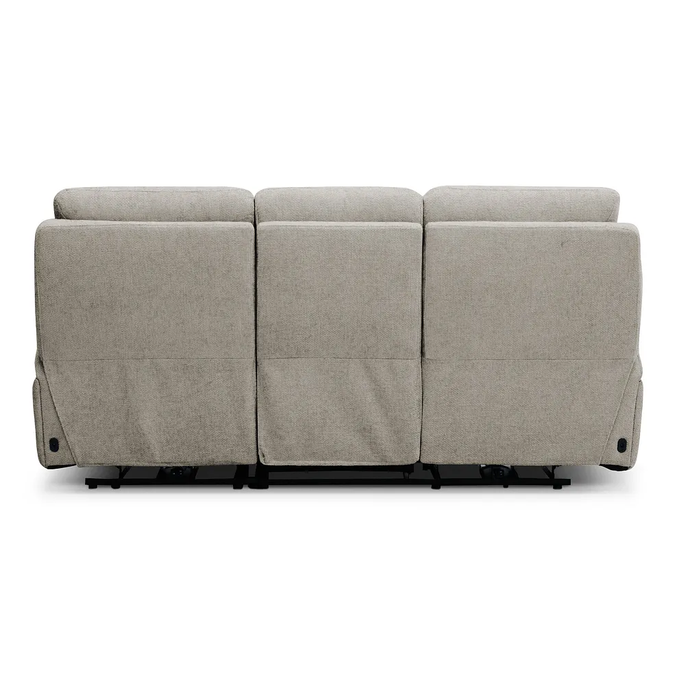 JARROD 3 Seater Recliner Sofa with Power Headrest & Lumbar Support Hopsack Linen Fabric - Image 13
