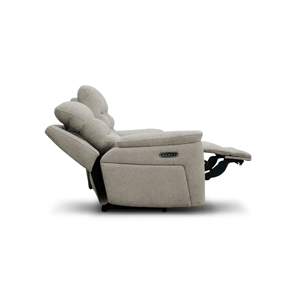 JARROD 3 Seater Recliner Sofa with Power Headrest & Lumbar Support Hopsack Linen Fabric - Image 10