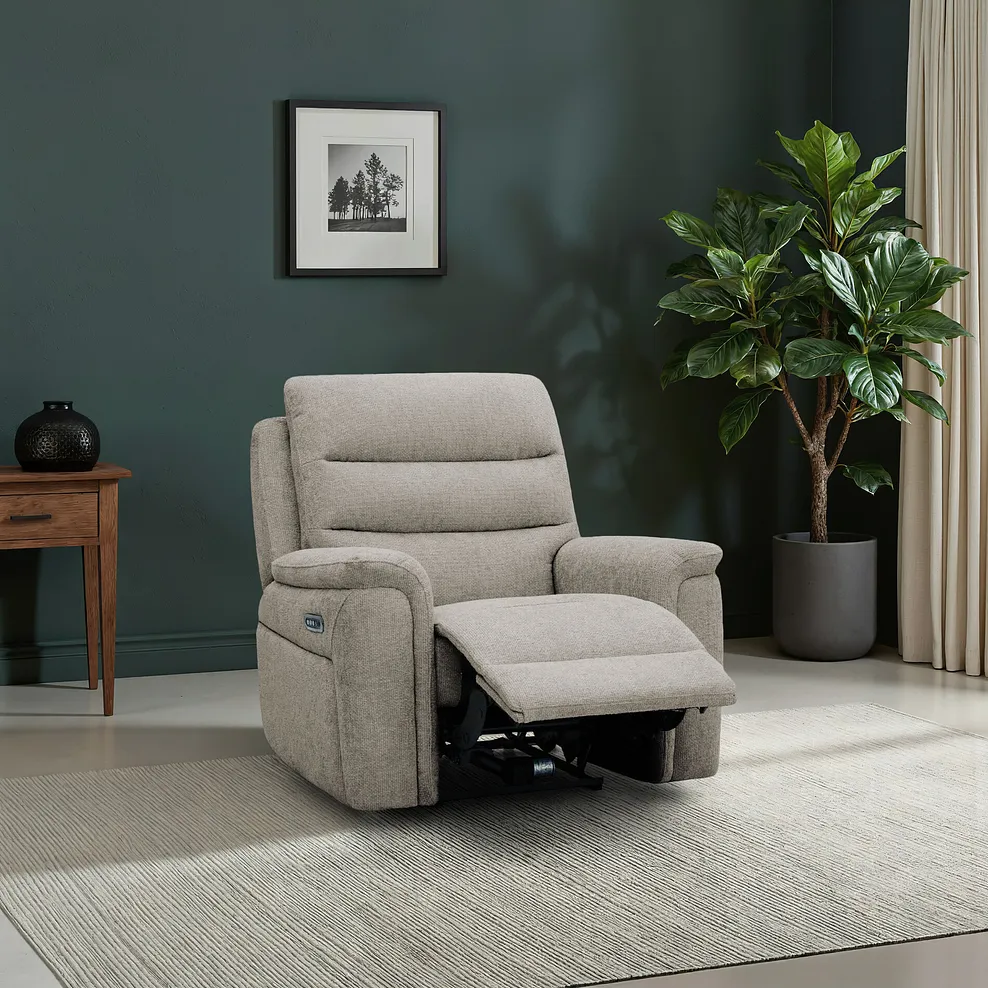JARROD Electric Recliner Armchair Hopsack Linen Fabric