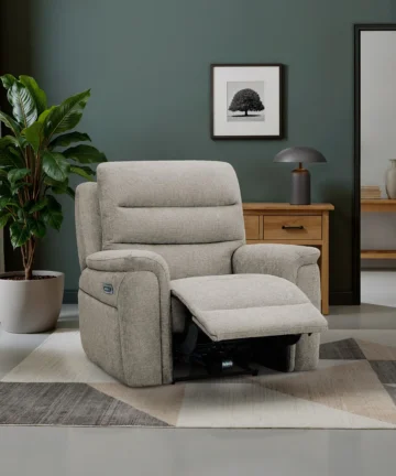JARROD Recliner Armchair with Power Headrest and Lumbar Support Hopsack Linen Fabric