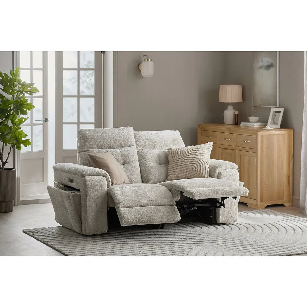 JUNO 2 Seater Recliner with Power Headrests Koto Turtle Dove Fabric - Image 3