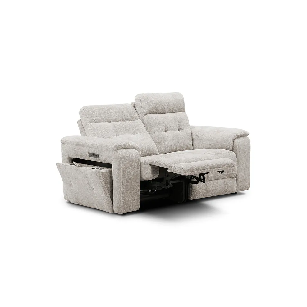 JUNO 2 Seater Recliner with Power Headrests Koto Turtle Dove Fabric - Image 7