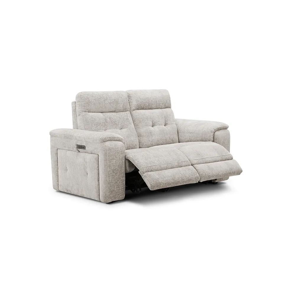JUNO 2 Seater Recliner with Power Headrests Koto Turtle Dove Fabric - Image 8