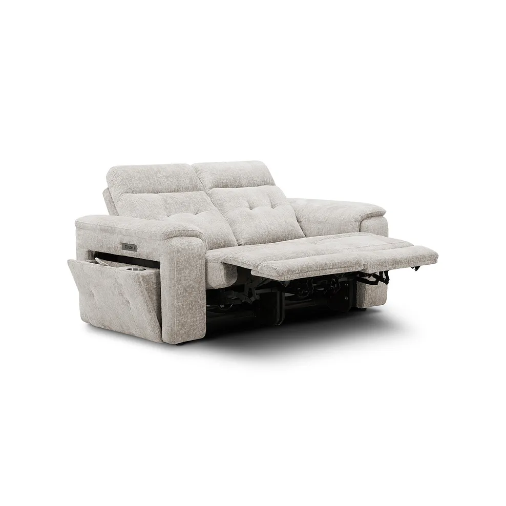 JUNO 2 Seater Recliner with Power Headrests Koto Turtle Dove Fabric - Image 9