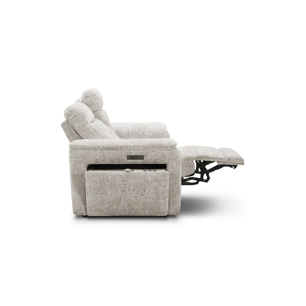 JUNO 2 Seater Recliner with Power Headrests Koto Turtle Dove Fabric - Image 11
