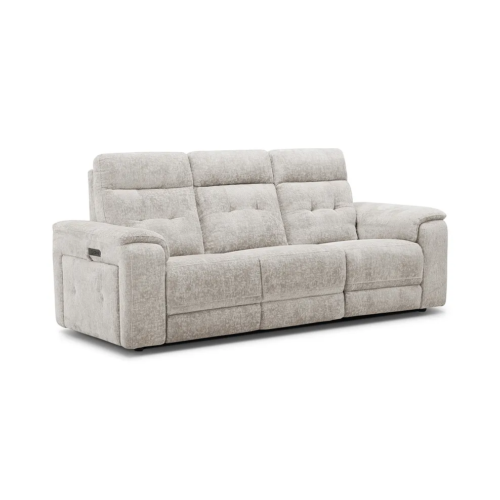 JUNO 3 Seater Recliner with Power Headrests Koto Turtle Dove Fabric - Image 5