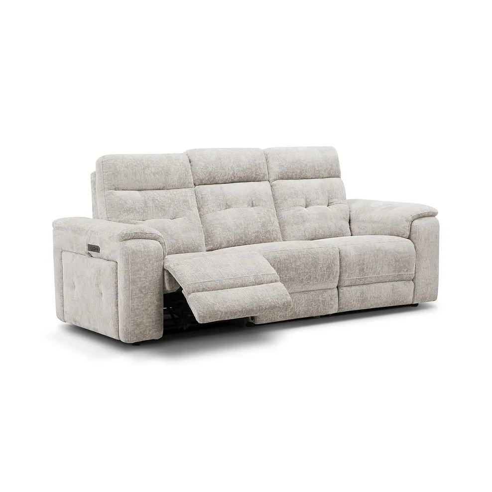 JUNO 3 Seater Recliner with Power Headrests Koto Turtle Dove Fabric - Image 6