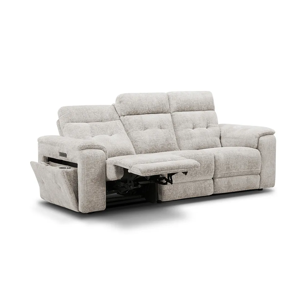 JUNO 3 Seater Recliner with Power Headrests Koto Turtle Dove Fabric - Image 7