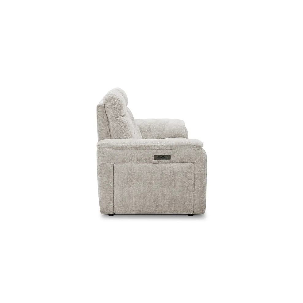 JUNO 3 Seater Recliner with Power Headrests Koto Turtle Dove Fabric - Image 10