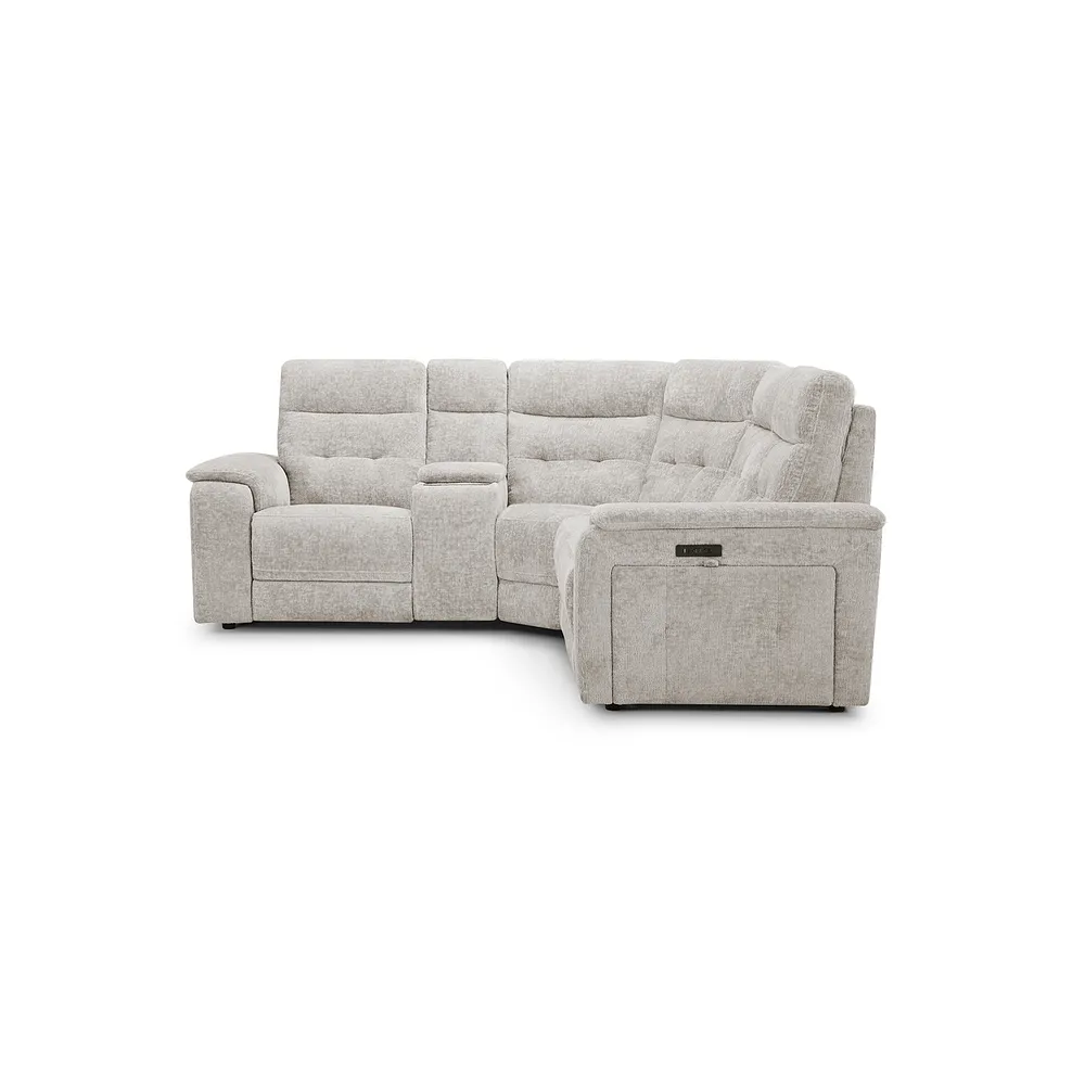 JUNO Right Hand Corner Recliner, Power Headrest & Wireless Charge Koto Turtle Dove Fabric - Image 9