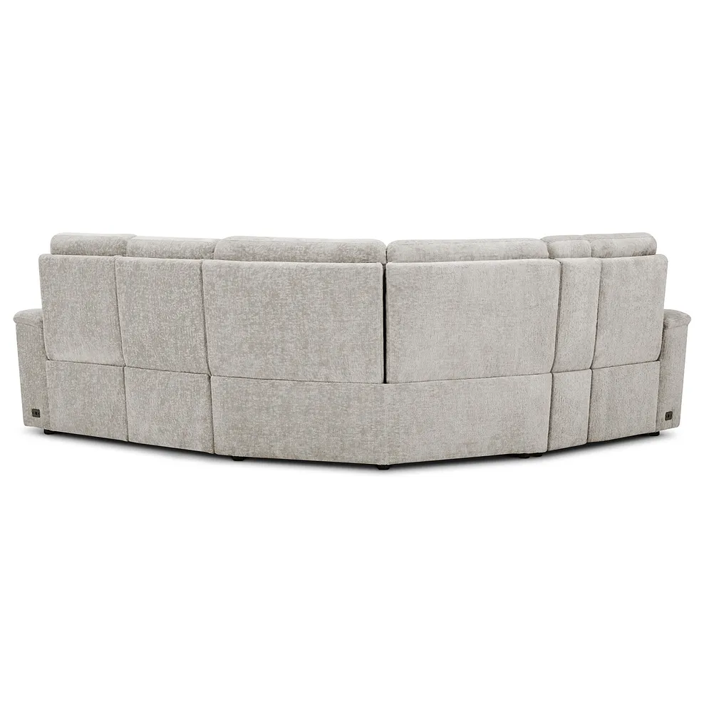 JUNO Right Hand Corner Recliner, Power Headrest & Wireless Charge Koto Turtle Dove Fabric - Image 11