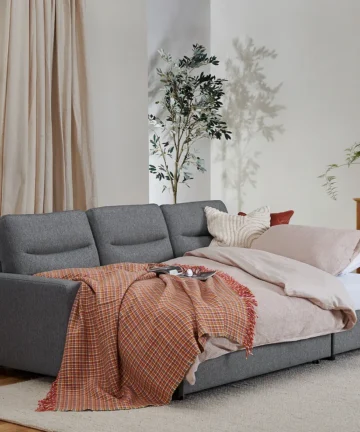 KIP Right Hand Chaise Sofa bed Charcoal Fabric