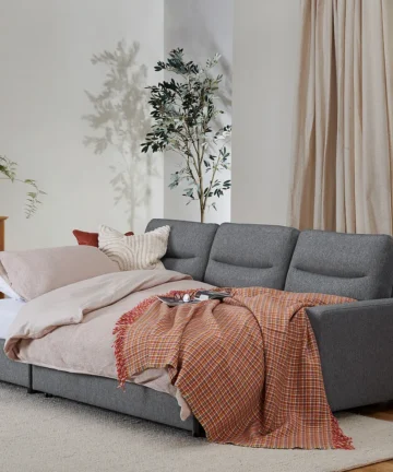 KIP Left Hand Chaise Sofa bed Charcoal Fabric