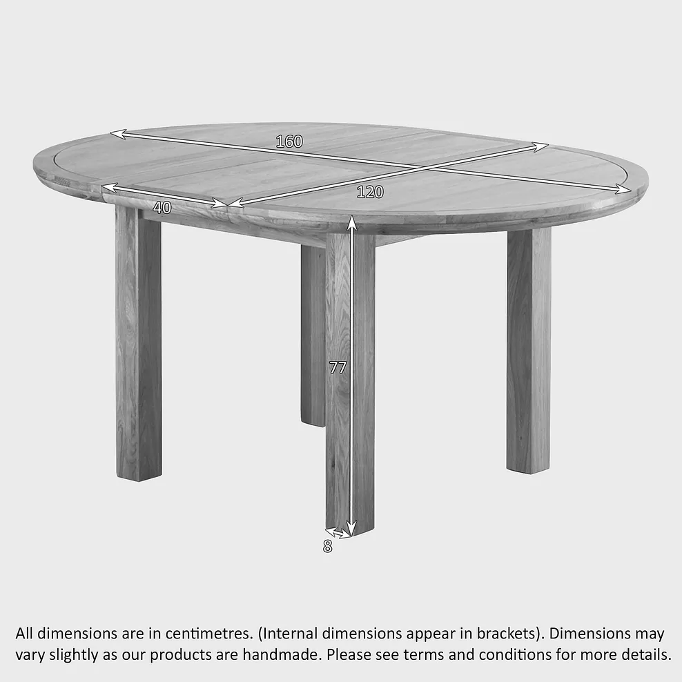 KNIGHTSBRIDGE 6 Seater Round Extendable Dining Table Natural Solid Oak - Image 4