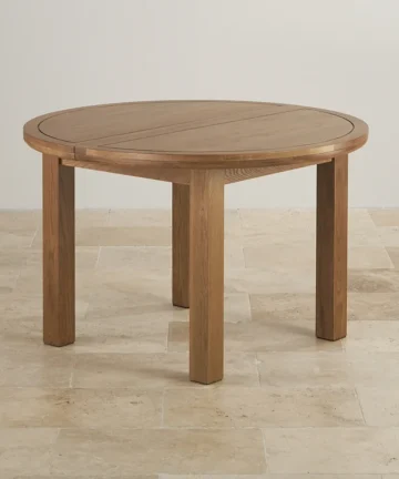 KNIGHTSBRIDGE 6 Seater Extendable Round Dining Table Rustic Solid Oak