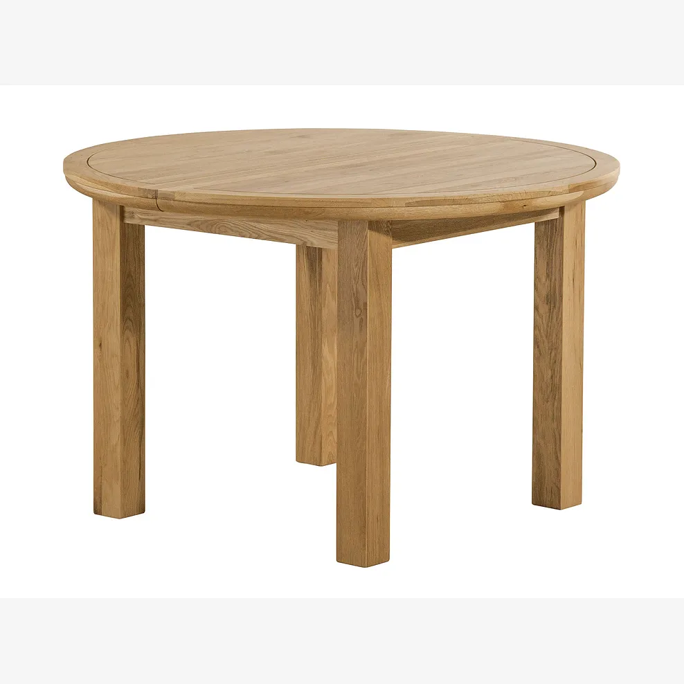 KNIGHTSBRIDGE 6 Seater Round Extendable Dining Table Natural Solid Oak - Image 2