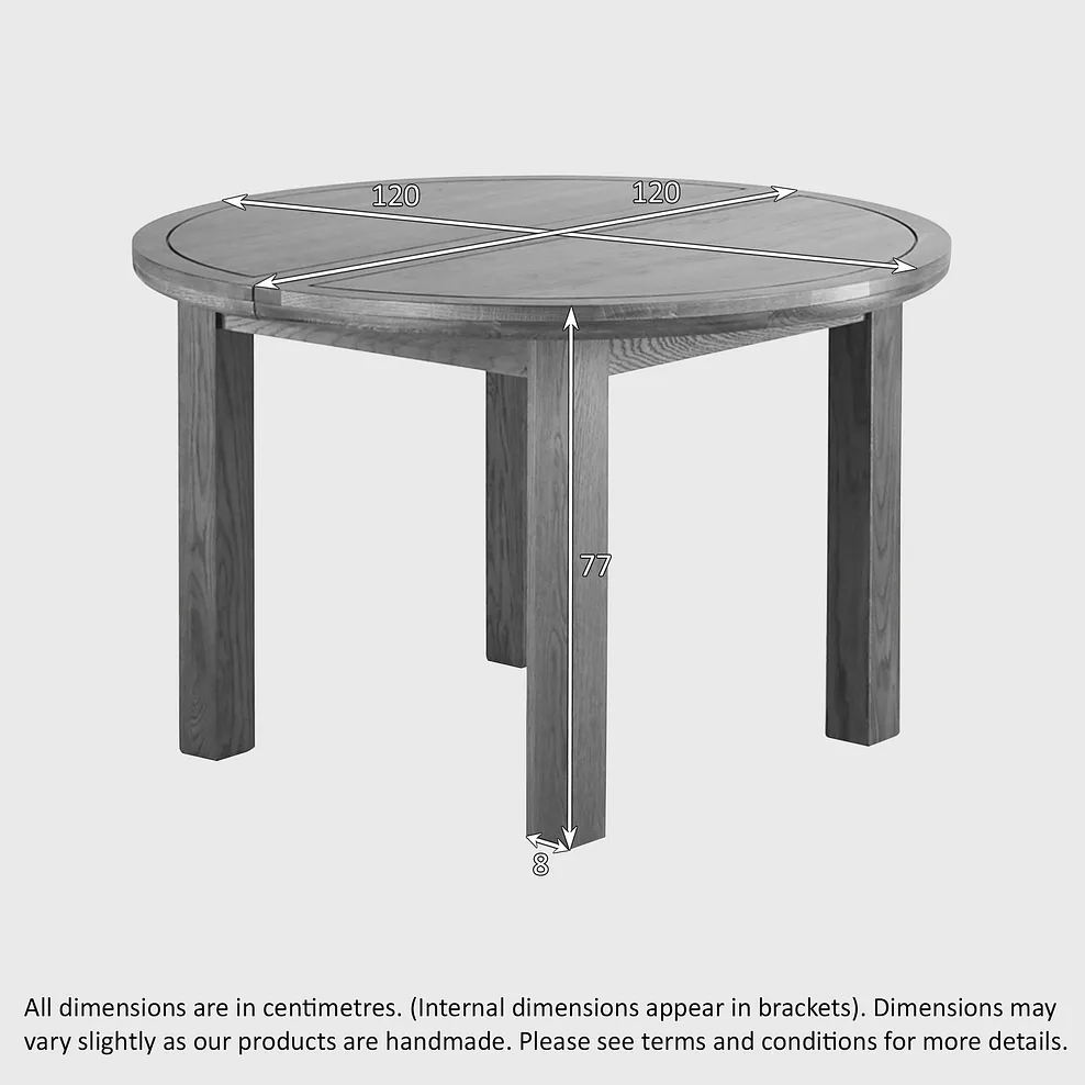 KNIGHTSBRIDGE 6 Seater Round Extendable Dining Table Natural Solid Oak - Image 3