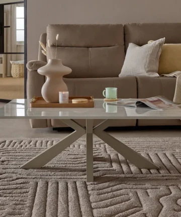 KOBI Coffee Table Ceramic and Cappuccino Metal