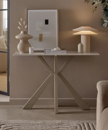 KOBI Console Table Ceramic and Cappuccino Metal