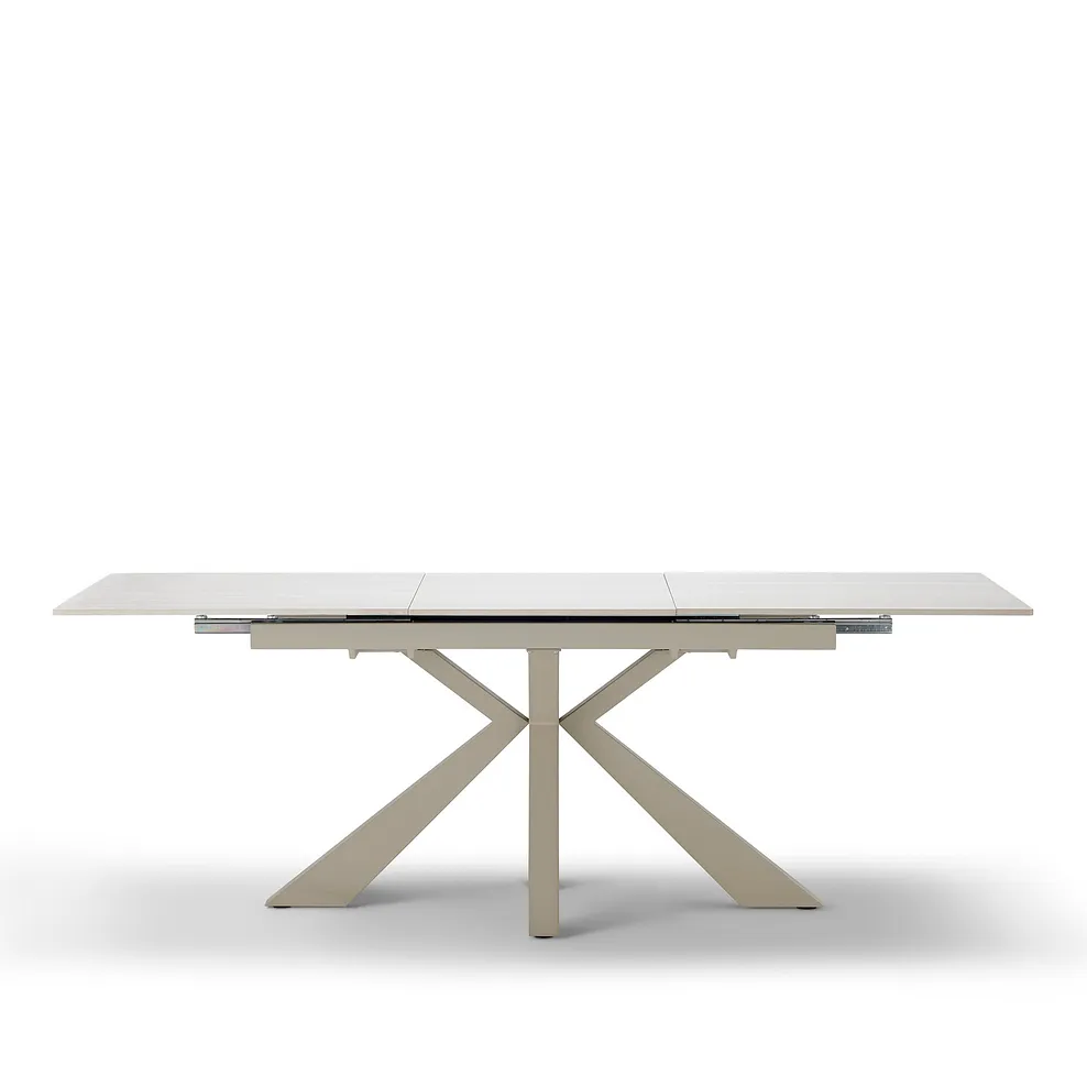 KOBI Extending Dining Table with 4 Chairs Ceramic and Cappuccino Metal - Image 6