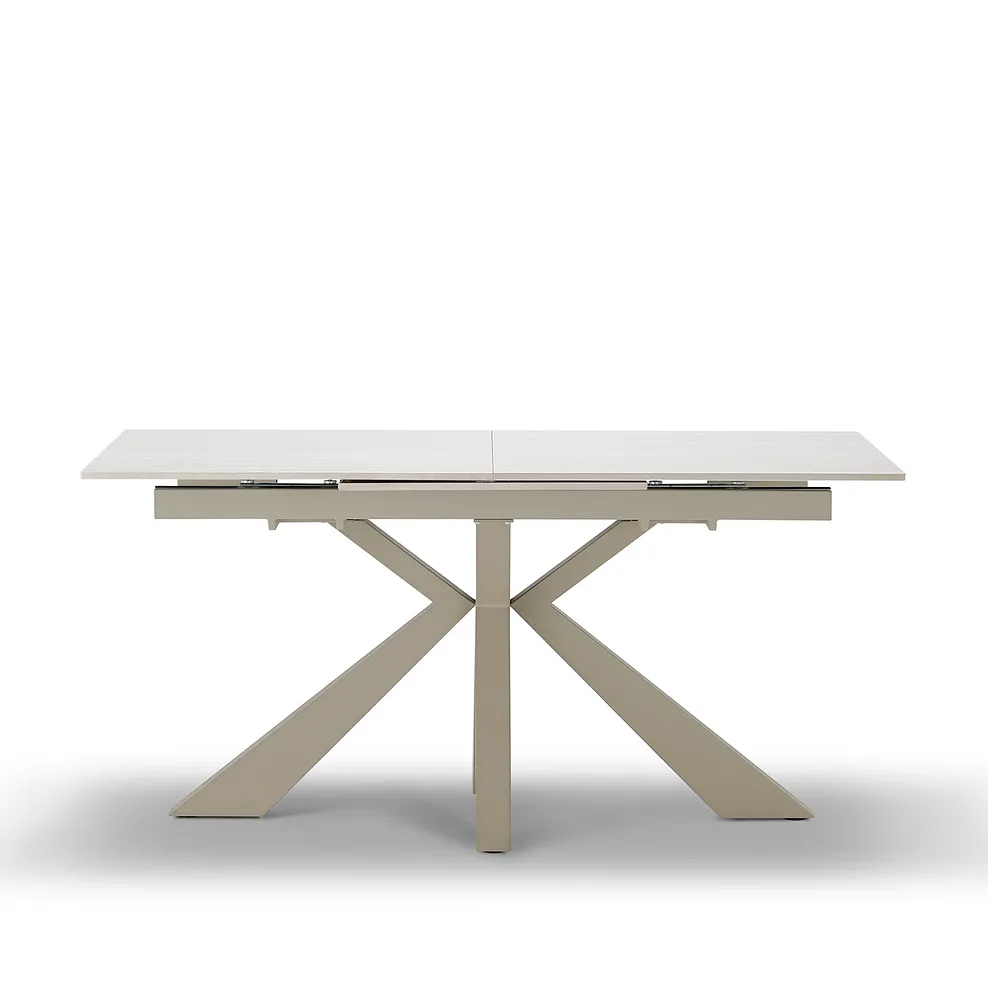 KOBI Extending Dining Table with 4 Chairs Ceramic and Cappuccino Metal - Image 5