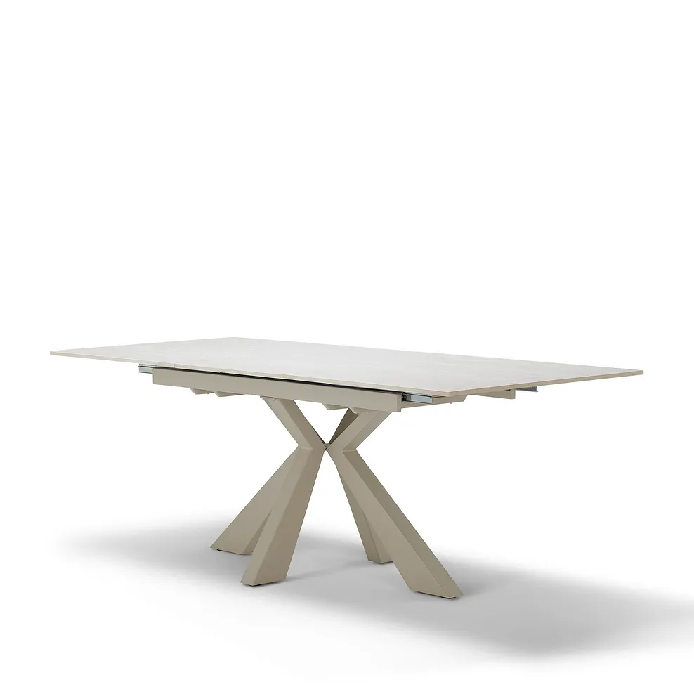KOBI Extending Dining Table with 4 Chairs Ceramic and Cappuccino Metal - Image 4