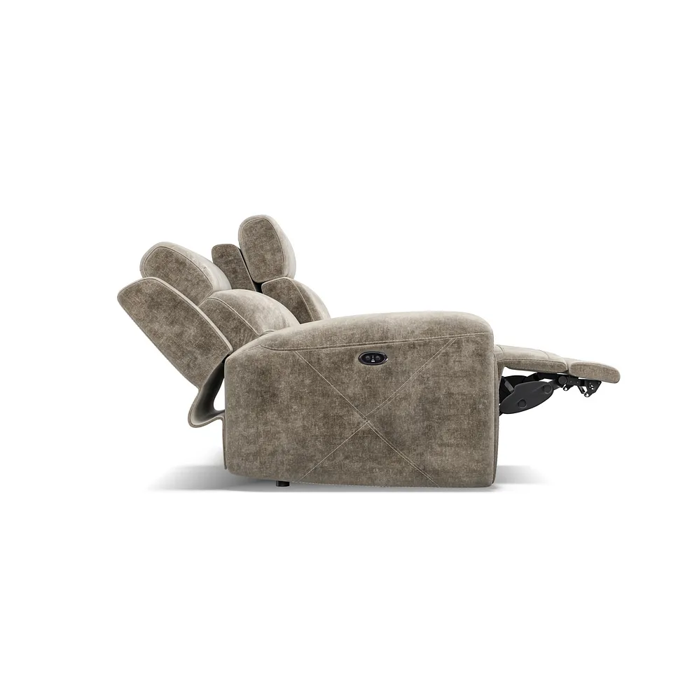 LEO 2 Seater Electric Recliner Sofa Descent Taupe Fabric - Image 9