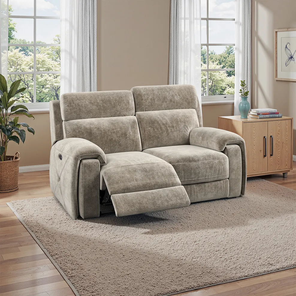 LEO 2 Seater Electric Recliner Sofa Descent Taupe Fabric