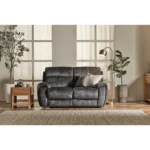 LEO 2 Seater Electric Recliner Sofa with Power Headrest Charcoal Fabric