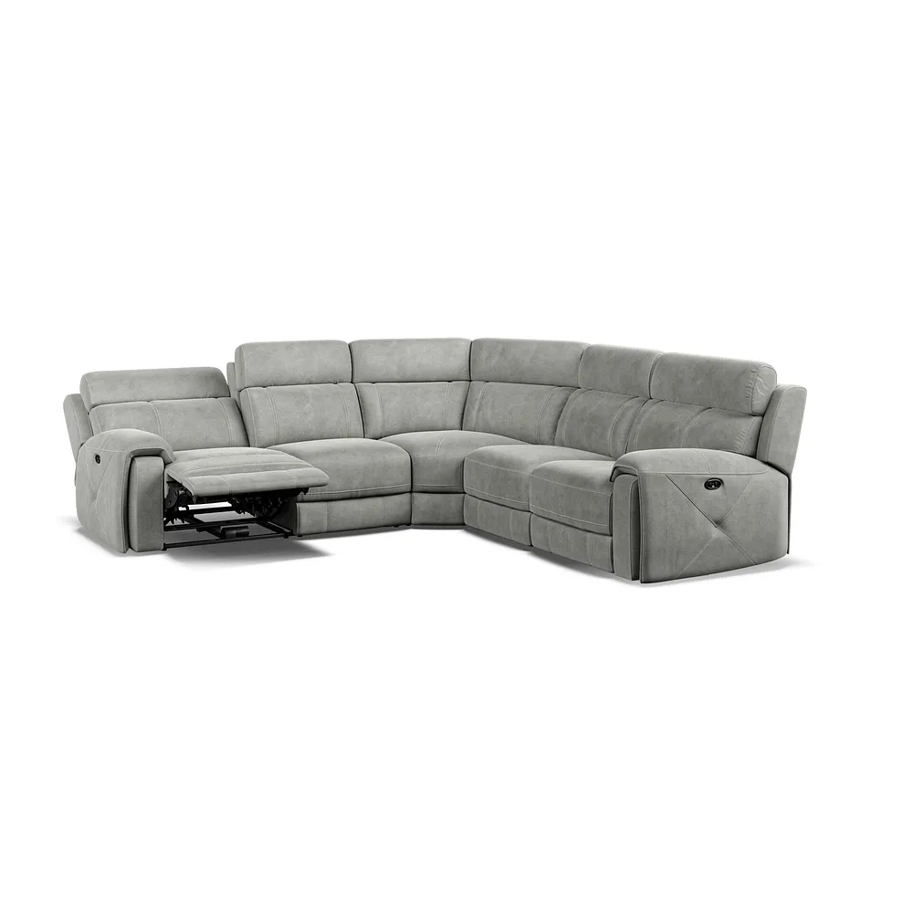 LEO Large Corner Recliner Dove Grey Fabric - Image 5