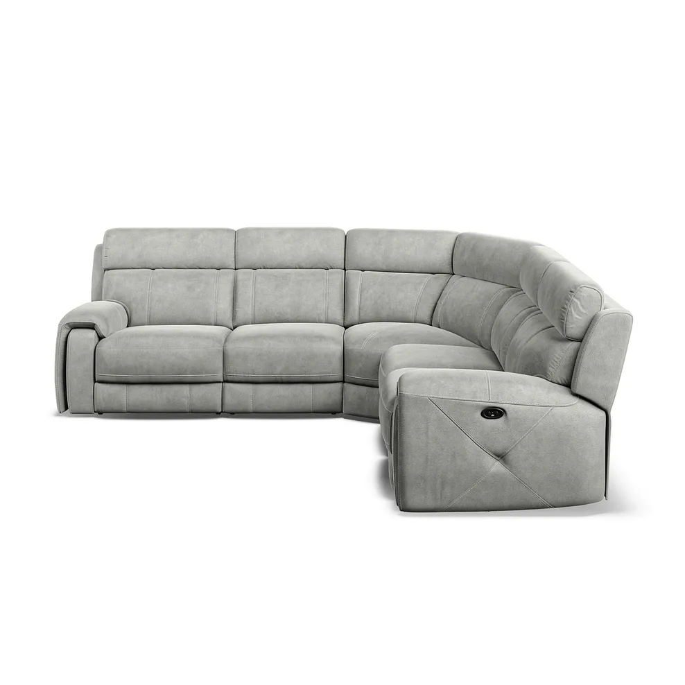 LEO Large Corner Recliner Dove Grey Fabric - Image 7