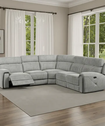 LEO Large Corner Recliner Dove Grey Fabric