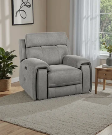 LEO Electric Recliner Armchair Dark Grey Fabric
