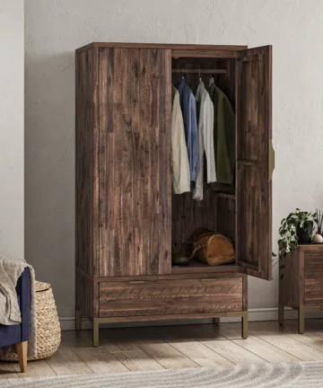MADISON Double Wardrobe Solid Hardwood & Metal
