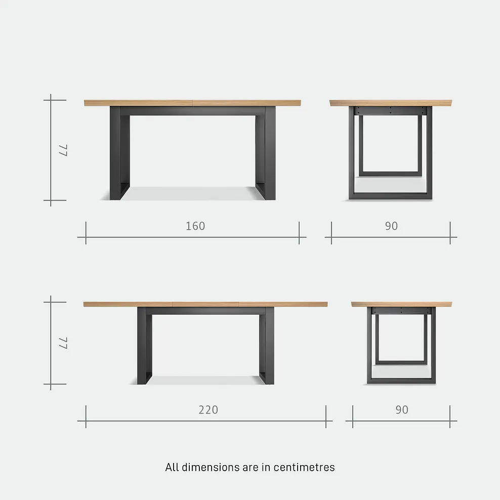MAINE Extending Dining Table with 10 Chairs Natural Solid Oak & Metal - Image 11