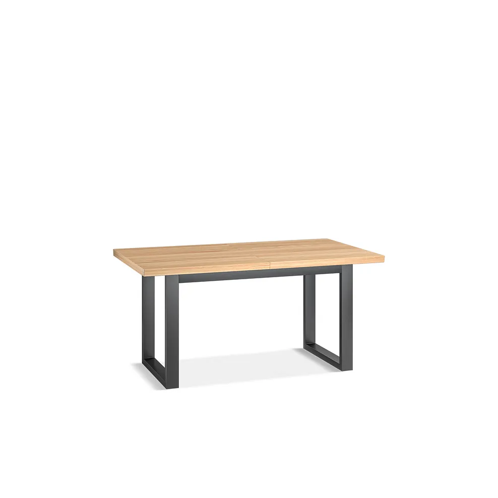 MAINE Extending Dining Table with 2 Benches and 2 Chairs Natural Oak & Metal - Image 3