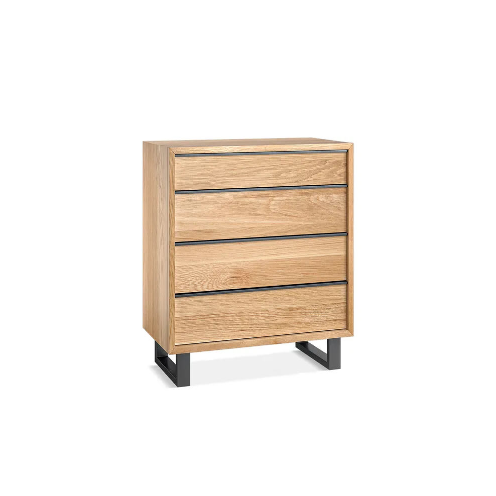 MAINE 4 Drawer Chest Natural Solid Oak & Metal - Image 2