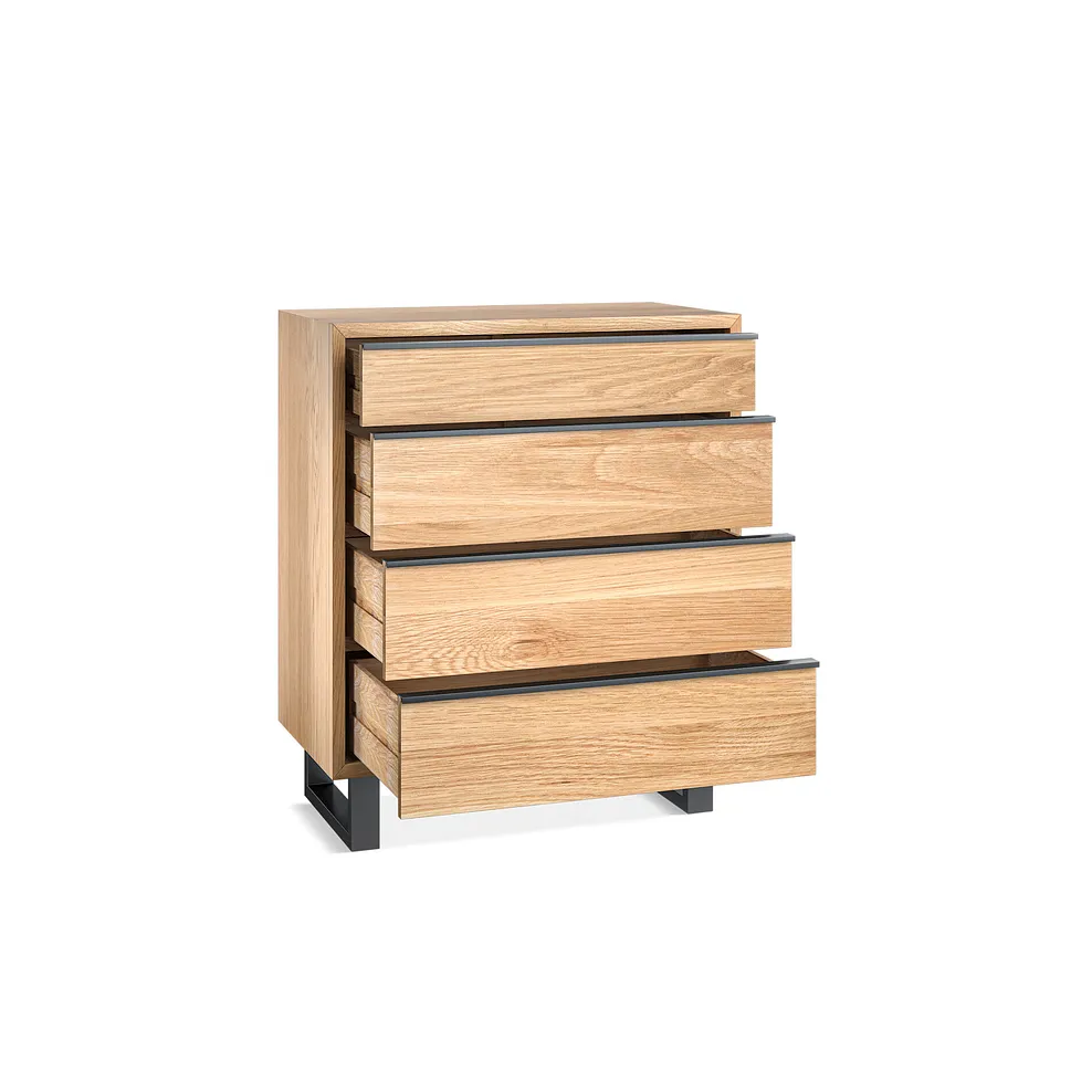 MAINE 4 Drawer Chest Natural Solid Oak & Metal - Image 4