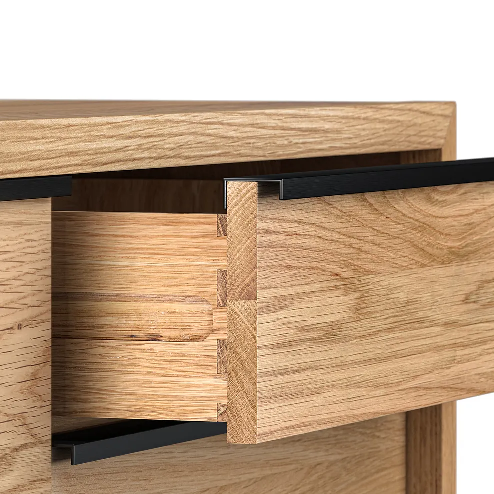 MAINE 4 Drawer Chest Natural Solid Oak & Metal - Image 7