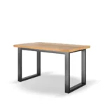 MAINE Dining Table with 2 Benches & 2 Chairs Natural Solid Oak & Metal
