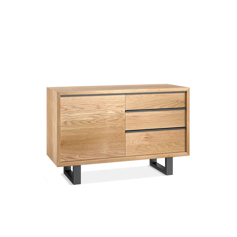 MAINE Small Sideboard Natural Solid Oak & Metal - Image 2