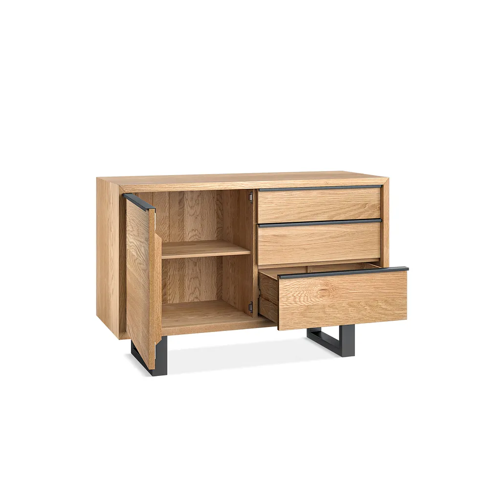 MAINE Small Sideboard Natural Solid Oak & Metal - Image 4