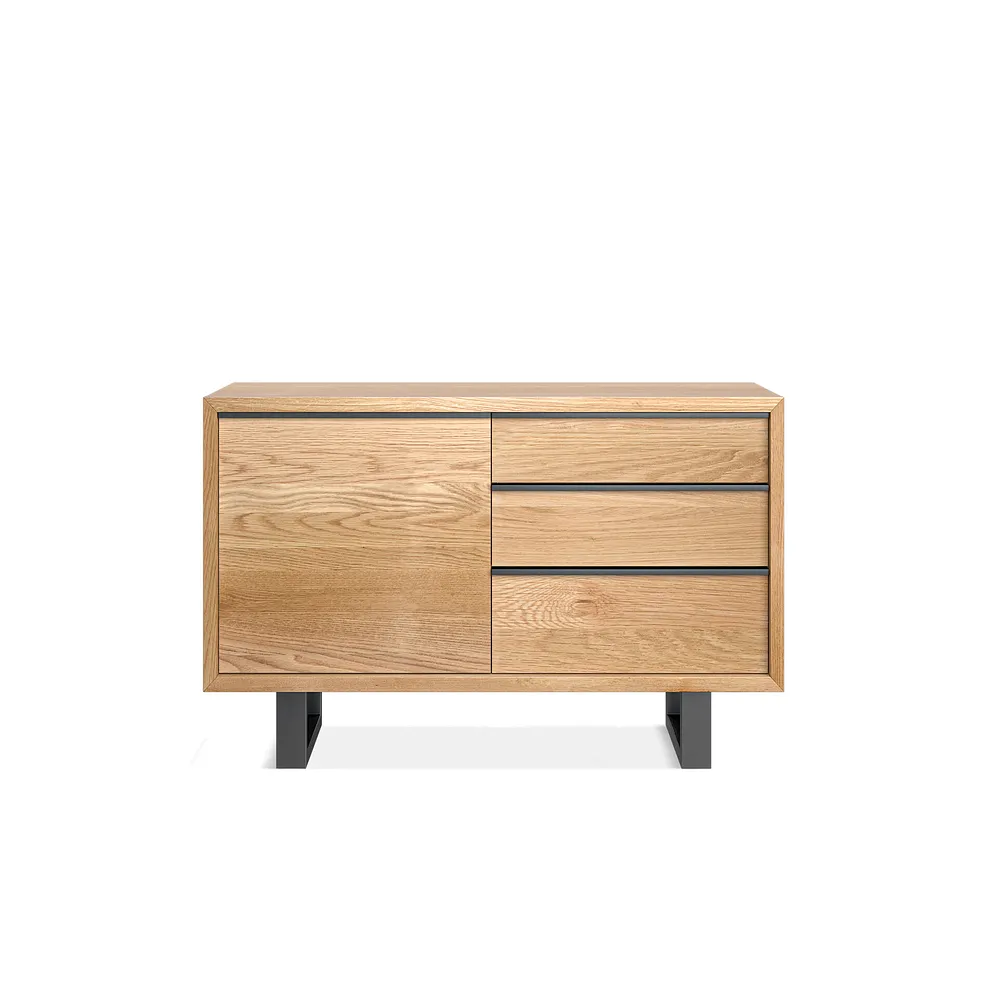 MAINE Small Sideboard Natural Solid Oak & Metal - Image 5